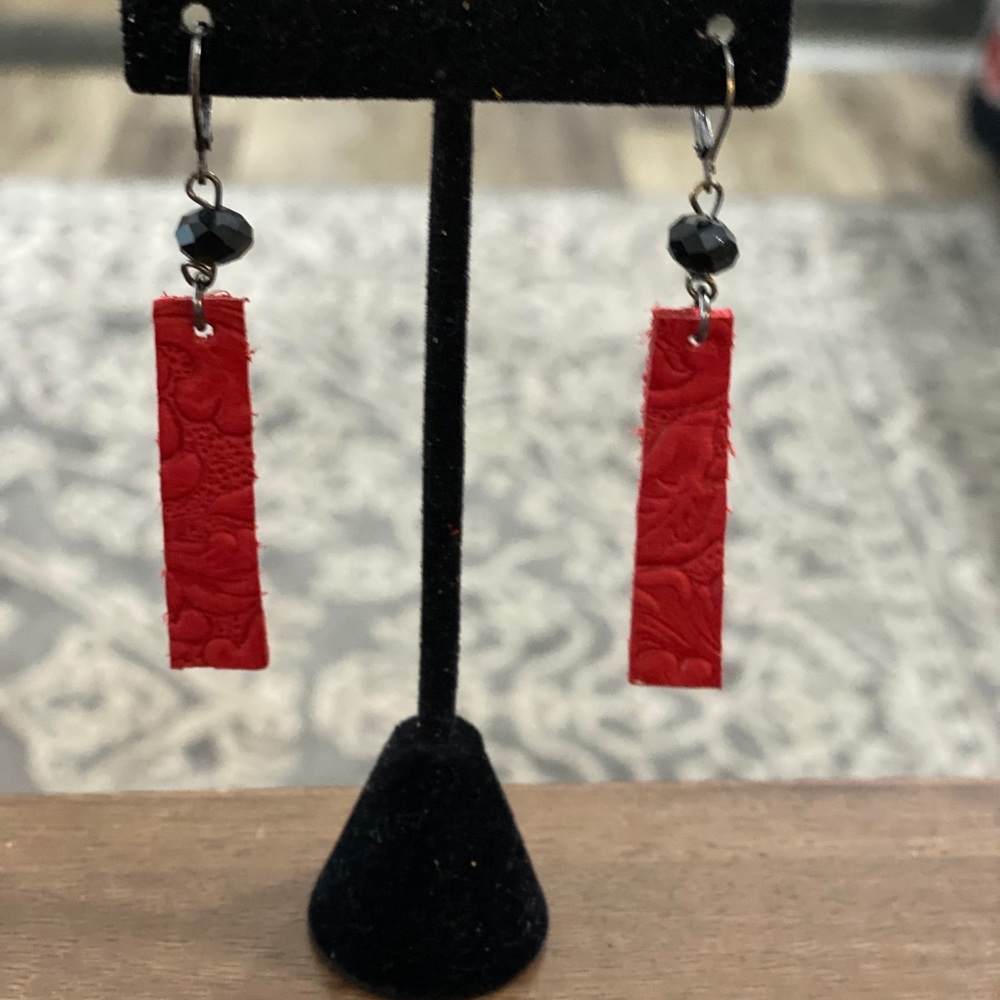 New Red Leather Earrings